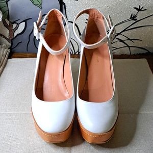 Robert Clergerie Paris white wedges made in France